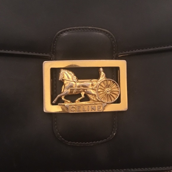 Celine classic / vintage box bag (navy leather) - Picture 2 of 8